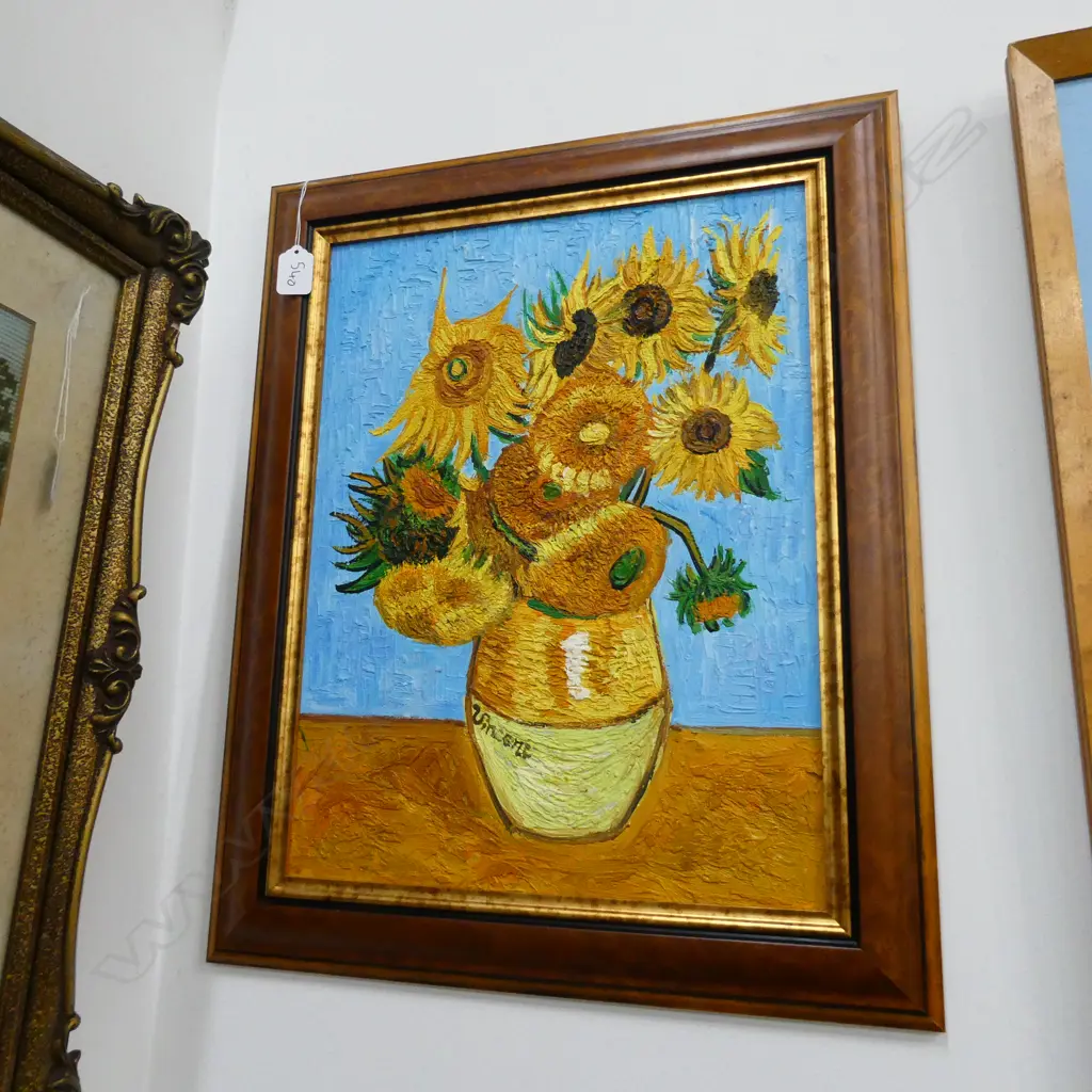 COPY OF VAN GOGH SUNFLOWERS OIL ON BOARD 530 X 430MM Image 1++