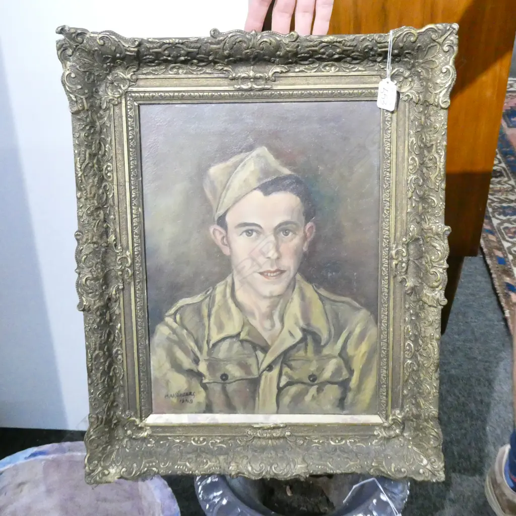 M. RASENBERG OIL, MILITARY PORTRAIT, SIGNED & DATED 1942 Image 1++