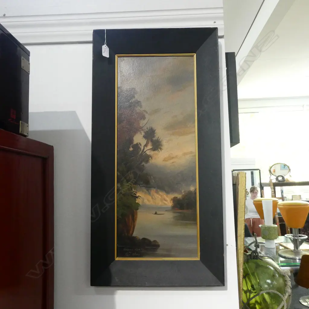 PAUL WREN 'WANGANUI RIVER' OIL ON BOARD 750 X 375MM Image 1++