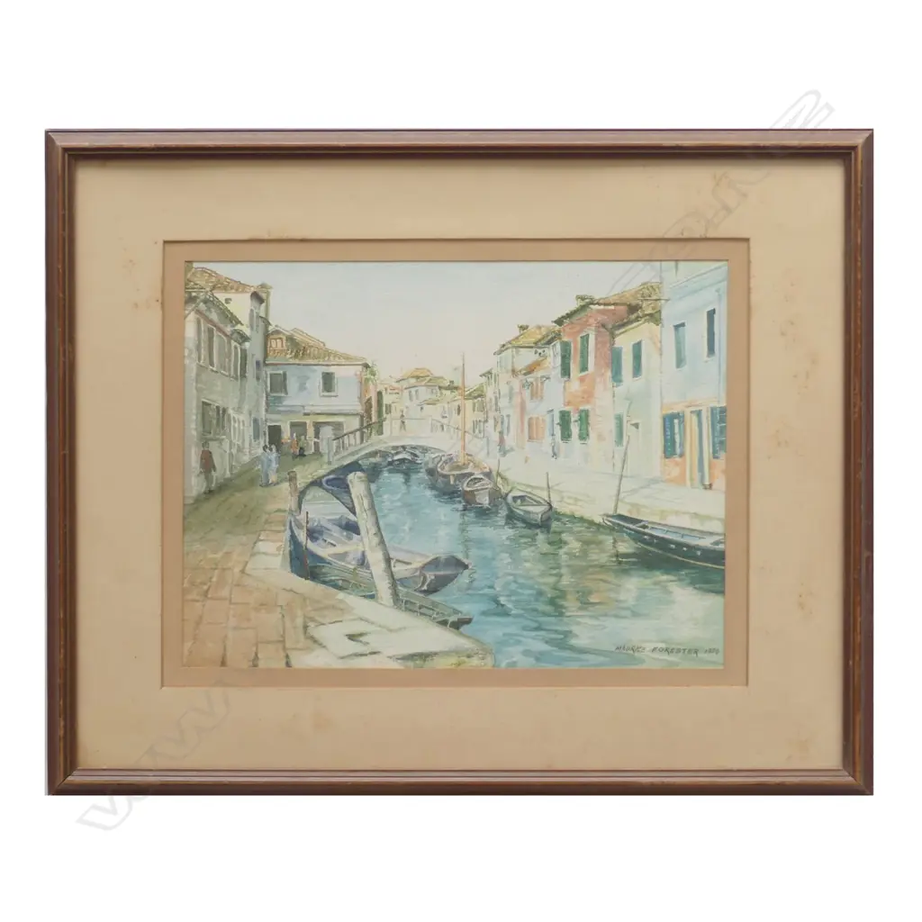 MAURICE FORESTER 'BURANO ISLAND, NEAR VENICE' WATERCOLOUR, 350 x 260MM Image 1++