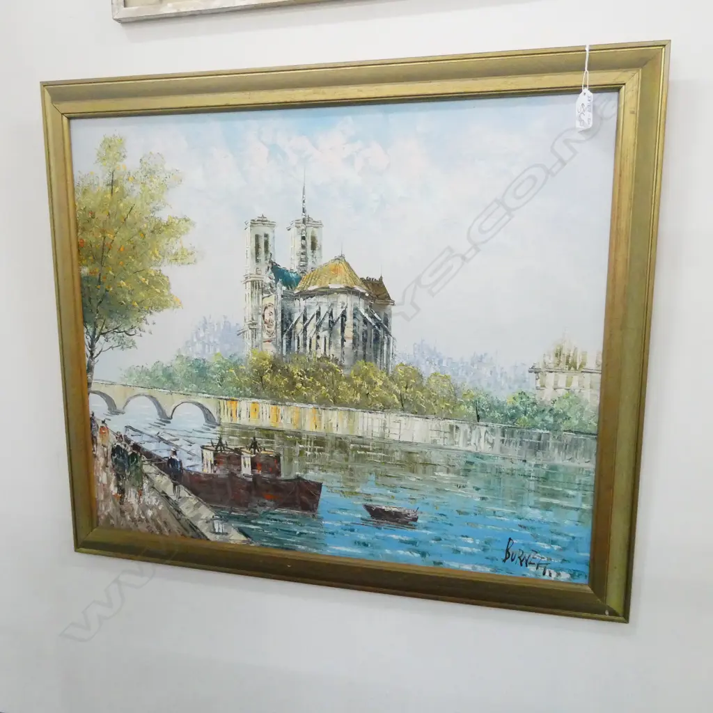 FRENCH SCENE OIL BY BURNETT 500X590mm NOTRE DAME... Image 1++