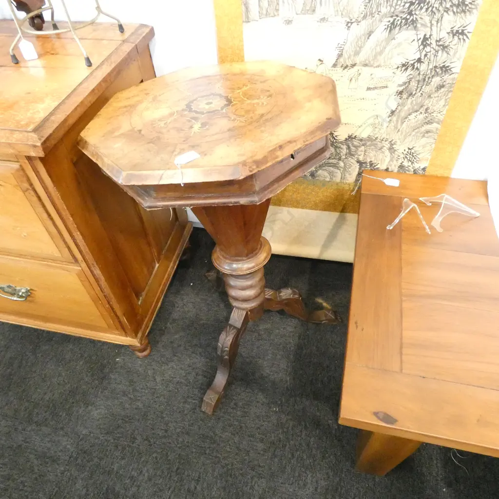 VICTORIAN INLAID WORK/SEWING TABLE (NEEDS WORK) Image 1++