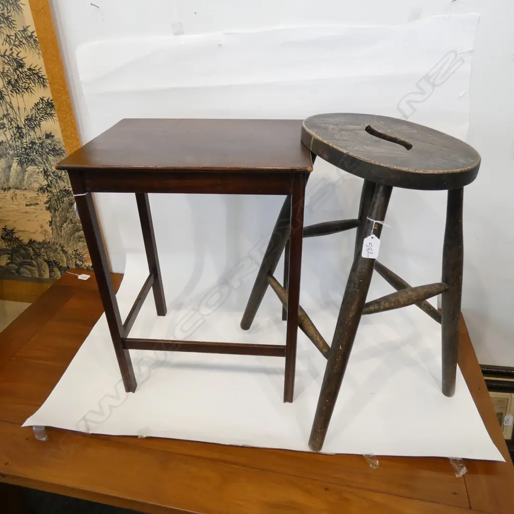 COUNTRY STYLE STOOL AND SIDE TABLE MISSING DRAWER Image 1++