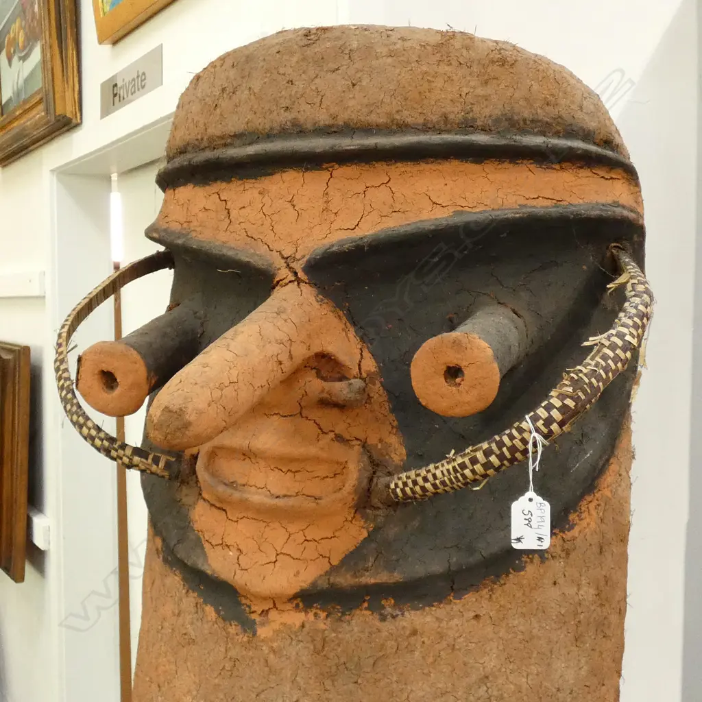 VANUATU LARGE TREE FERN SCULPTED FIGURE TOTEM L. 1980MM Image 1++