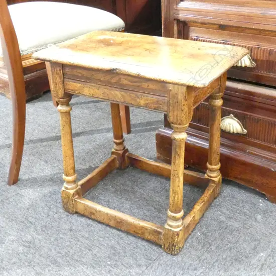 REPRODUCTION OAK STOOL H. 460MM W. 460MM