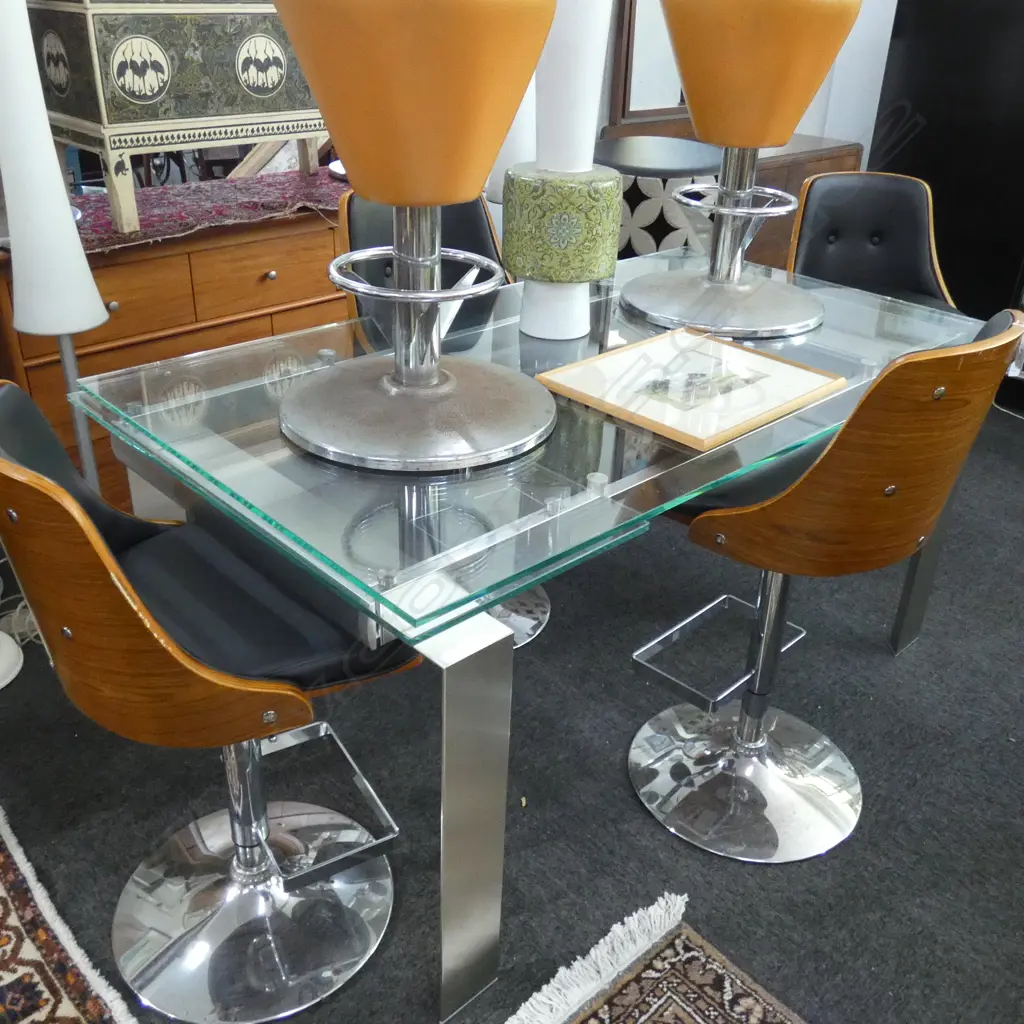 CONTEMPORARY GLASS TOPPED TABLE MAX L. 2.4M 900MM W. Image 1++