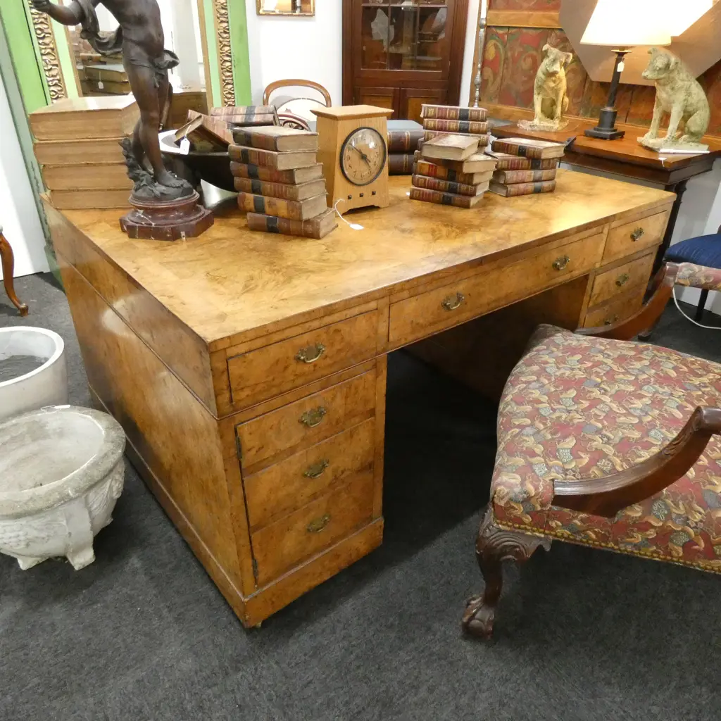 WALNUT TWIN PEDESTAL DESK L1520 MM Image 1++