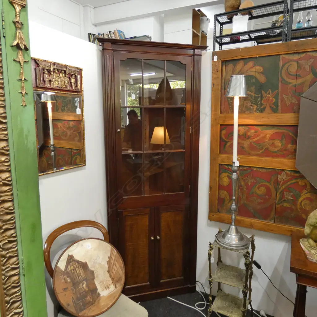 MAHOGANY GLAZED CORNER CABINET H 2040 MM Image 1++