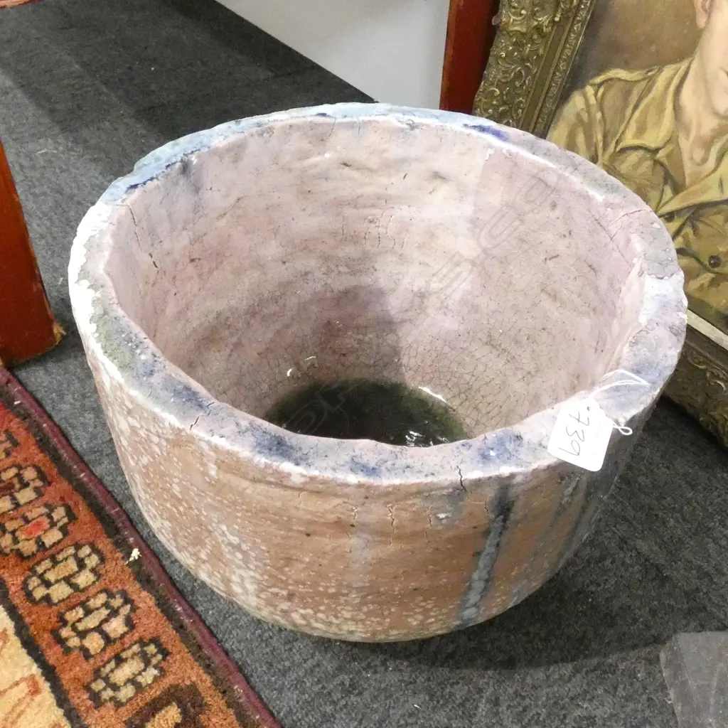 HEAVY HIGH FIRED GLASSMAKER'S CRUCIBLE, EX SUNBEAM STUDIOS Dia.335mm Image 1++