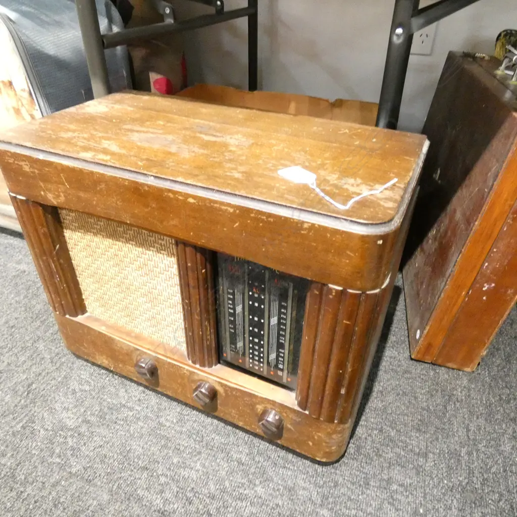 ANTIQUE WOODEN CASED NATIONAL RADIO H.350MM Image 1++