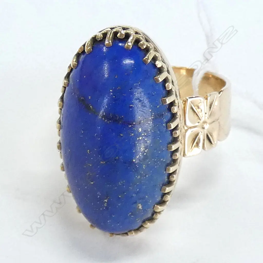 9CT LAPIS LASULAI RING LGE CABOCHON 11.9GMS Image 1++