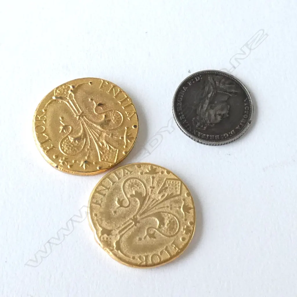 1888 BRITISH FOUR PENNY PIECE AND TWO PILGRIM MEDALS Image 1++