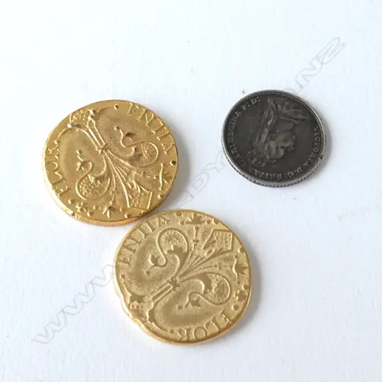 1888 BRITISH FOUR PENNY PIECE AND TWO PILGRIM MEDALS