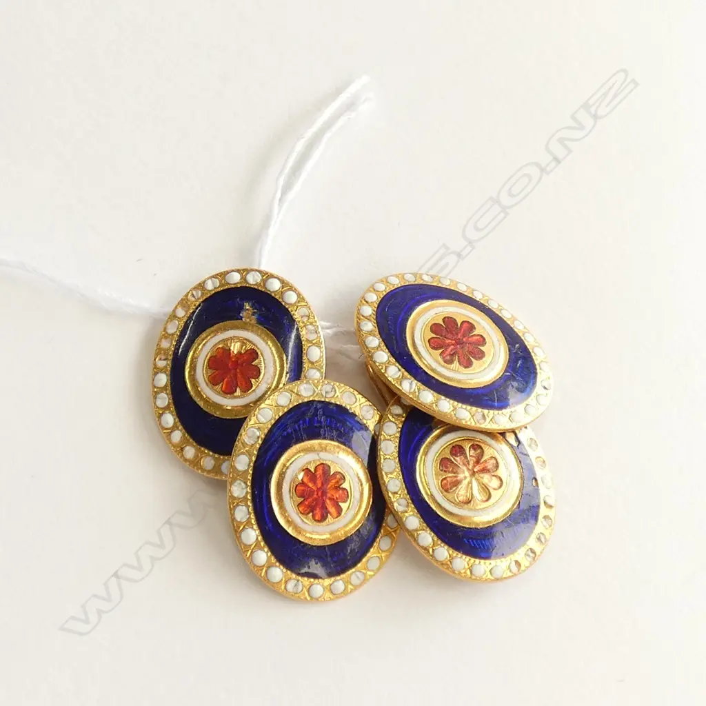 PR 18CT GOLD & ENAMEL CUFFLINKS MINOR LOSSES 9.7gms Image 1++