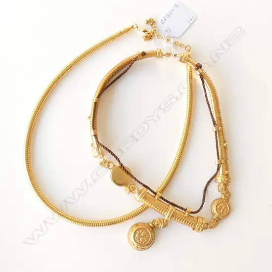 2X GOLD/PLATE OMEGA STYLE ITALIAN NECKLACES