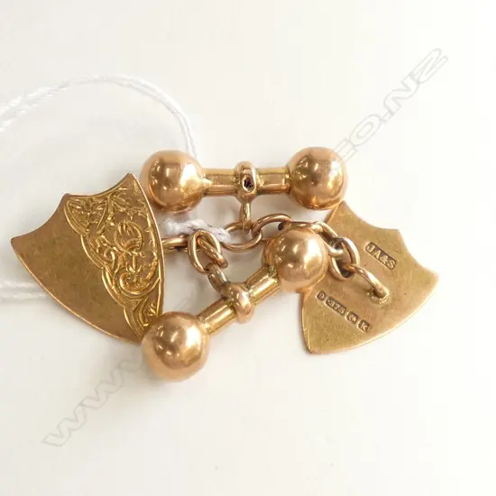 PR EDW 9CT GOLD SHIELD CUFFLINKS 3.33gms