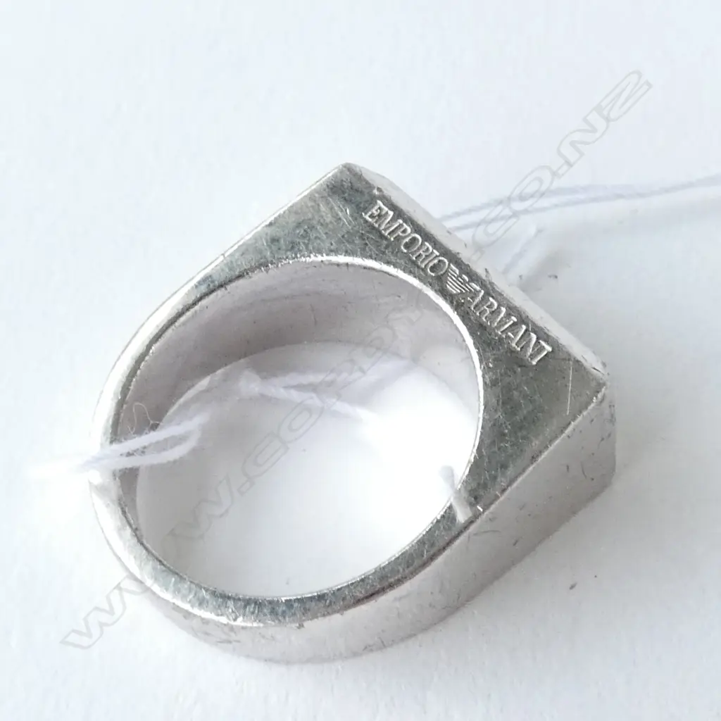 .925 SILVER RING SET WITH ONYX, MARKED EMPORIO ARMANI, PLUS 2 FAUX CITRINES Image 1++