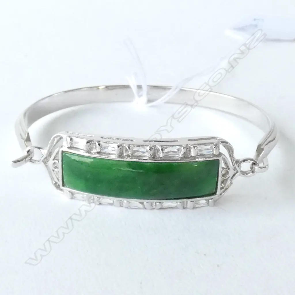 .925 SILVER BRACELET SET WITH JADE PANEL Image 1++