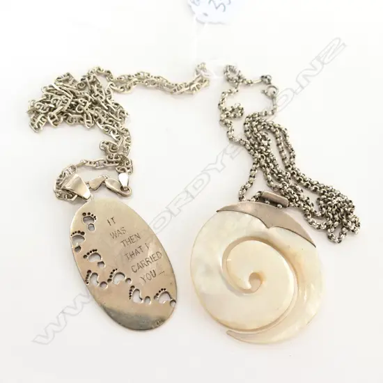 MOP/SILVER PENDANT & CHAIN PLUS SILVER PENDANT AND CHAIN