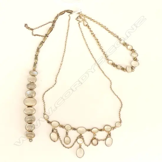 COLLECTION OF MOONSTONE PCES; NECKLANCE AND 2 BRACELETS ONE AF