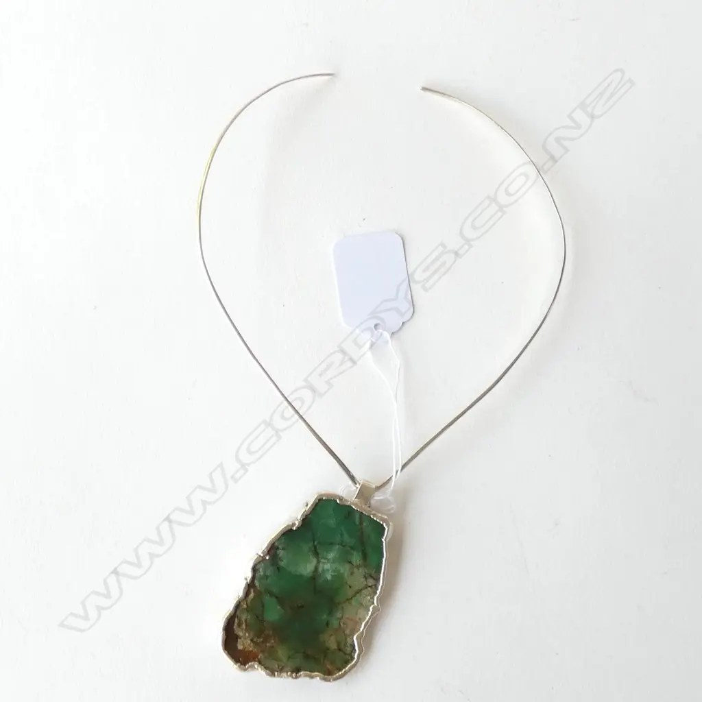 S/SILVER LINED SERPENTINE STONE/AGATE? ON SILVER FINE WIRE   Image 1++