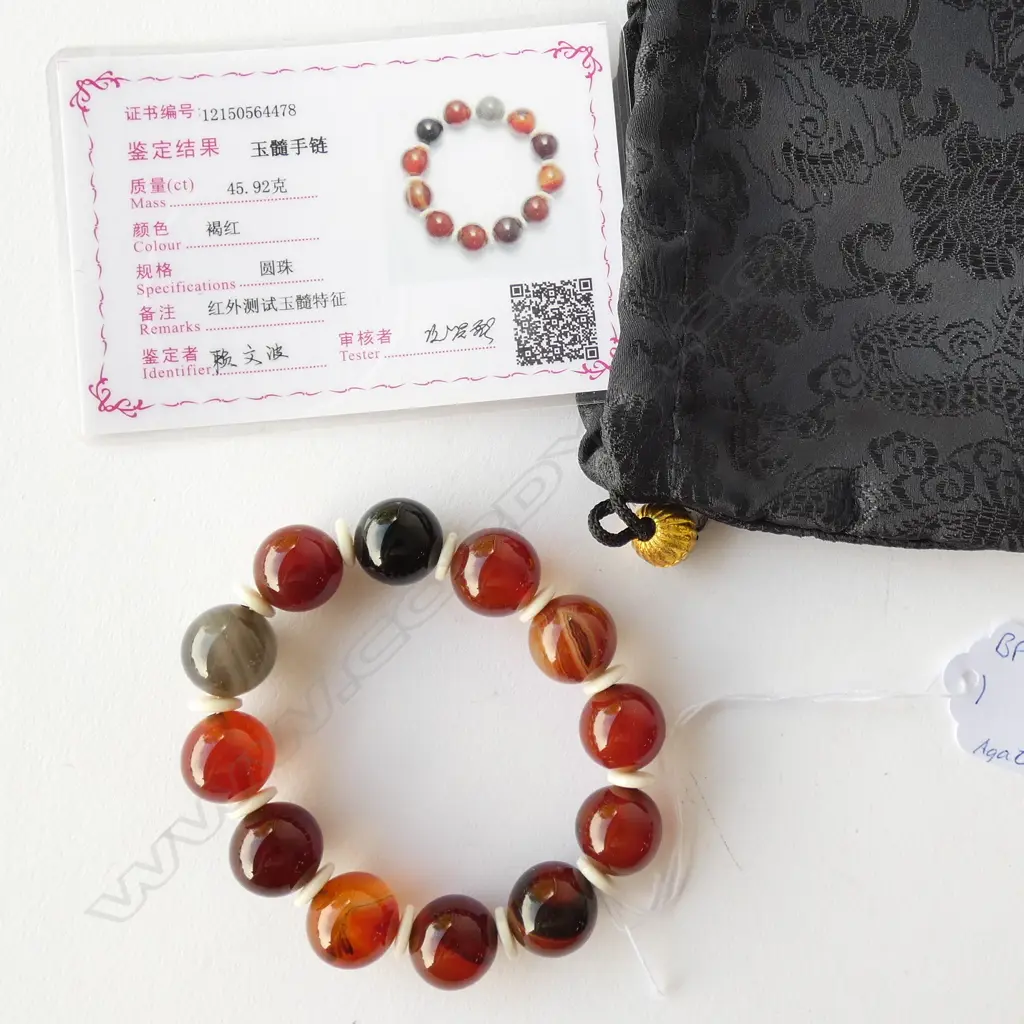 AGATE BEAD BRACELET 45.92CTS Image 1++