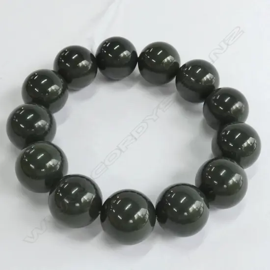 DARK SPINACH JADE BEAD BRACELET 18mm Dia. BEADS