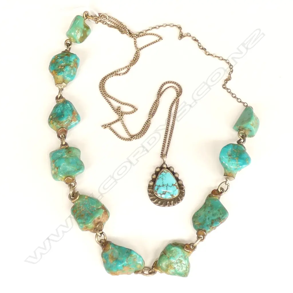 TURQUOISE NECKLACE AND PENDANT  Image 1++