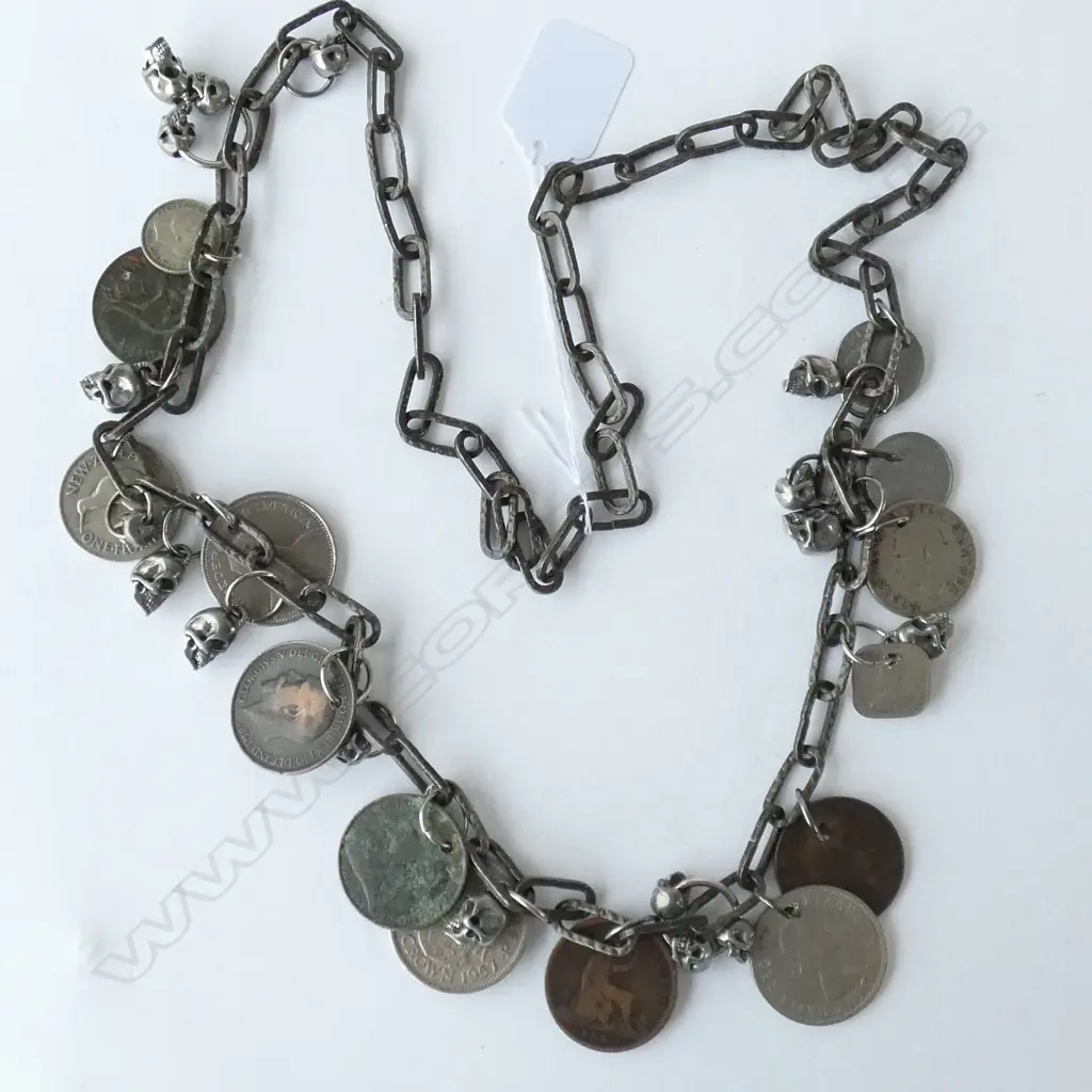 VINTAGE COIN & SKULL NECKLACE Image 1++