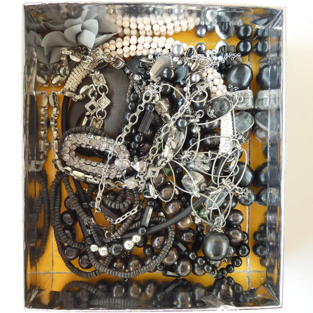 BOX OF ASSORTED FASHION DRESS NECKLACES Image 1++