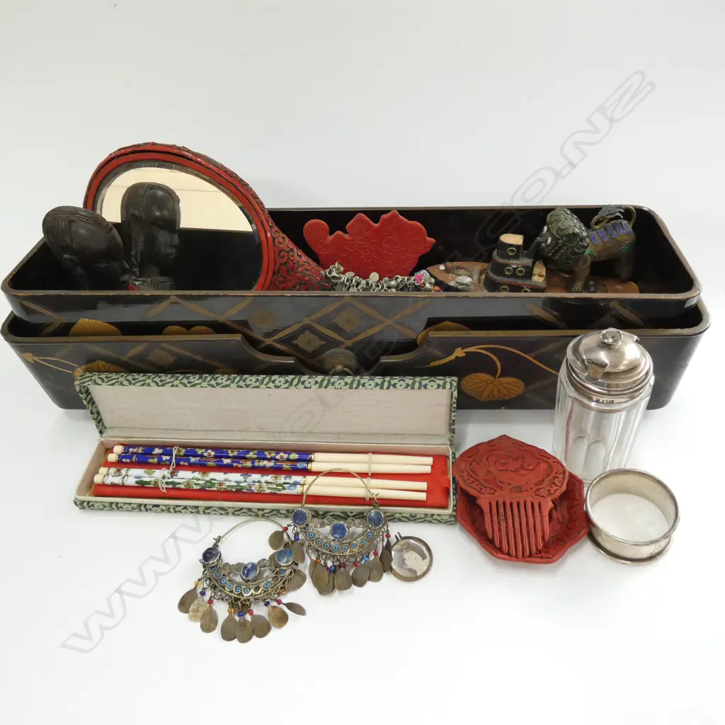 OLD MIDDLE EASTERN JEWELLERY, LION, 2 PCES STG SILVER, CINNABAR ETC Image 1++