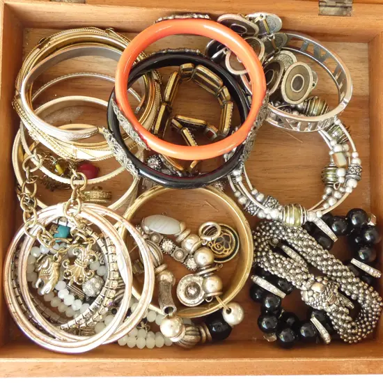 BOX OF ASSORTED BRACELETS