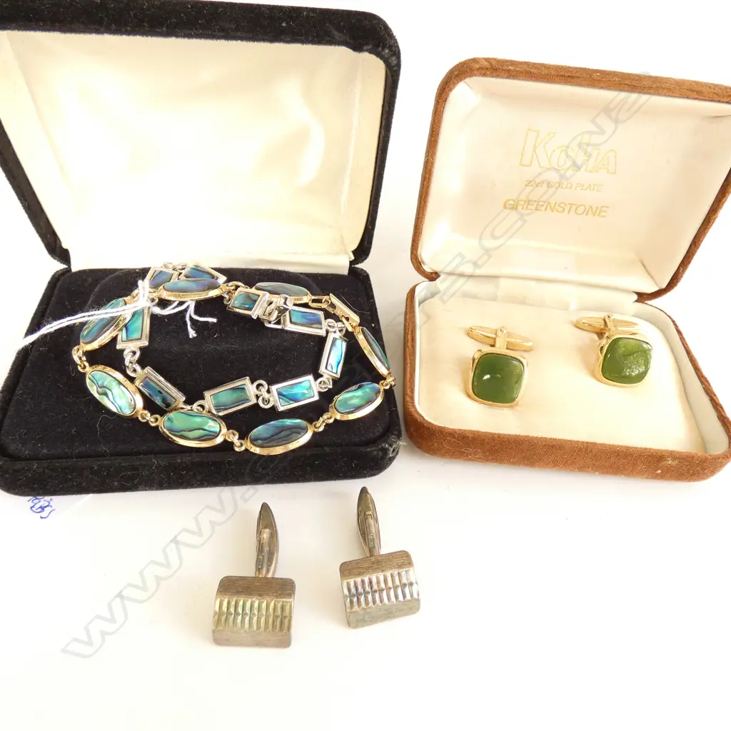 3 BOXES JEWELLERY; 2 PRS CUFFLINKS, 2 BRACELETS Image 1++