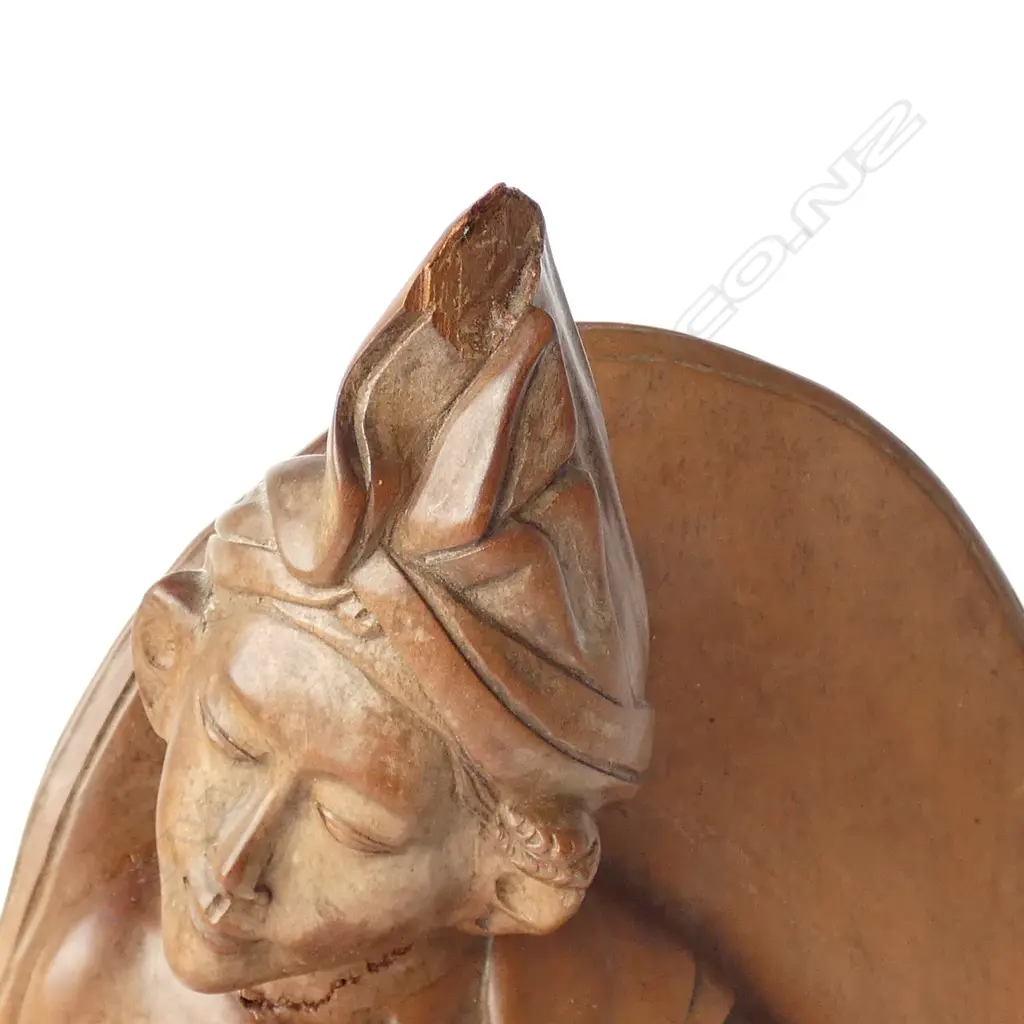 PR CARVED WOODEN INDONESIAN LADY BOOKENDS H. 320MM, ONE CHIPPED Image 1++