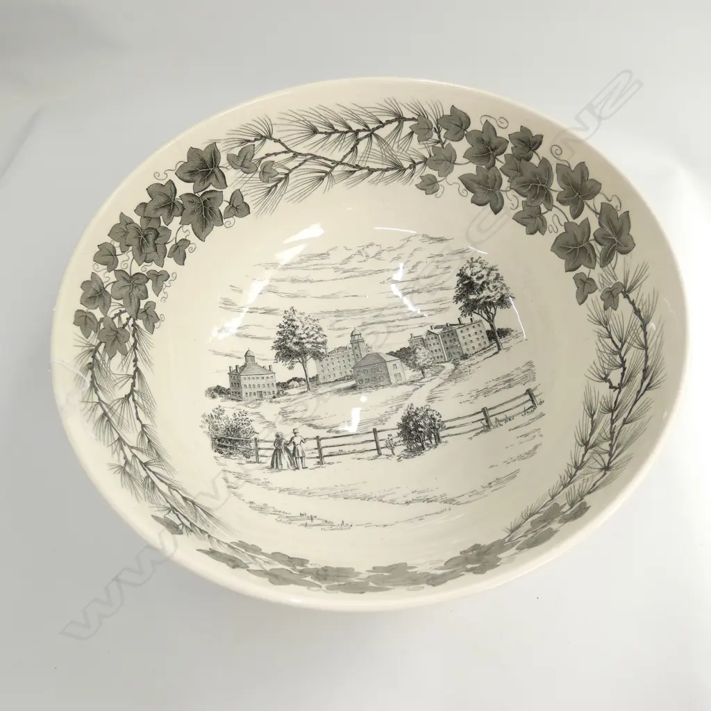 RARE W/WOOD BOWDOIN COLLAGE BOWL C 1944 SMALL REPAIR Image 1++