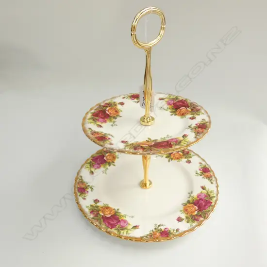 ROYAL ALBERT OLD COUNTRY ROSES 2 TIER CAKE STAND