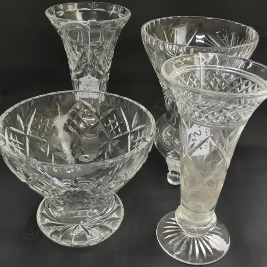 4 CRYSTAL VASES