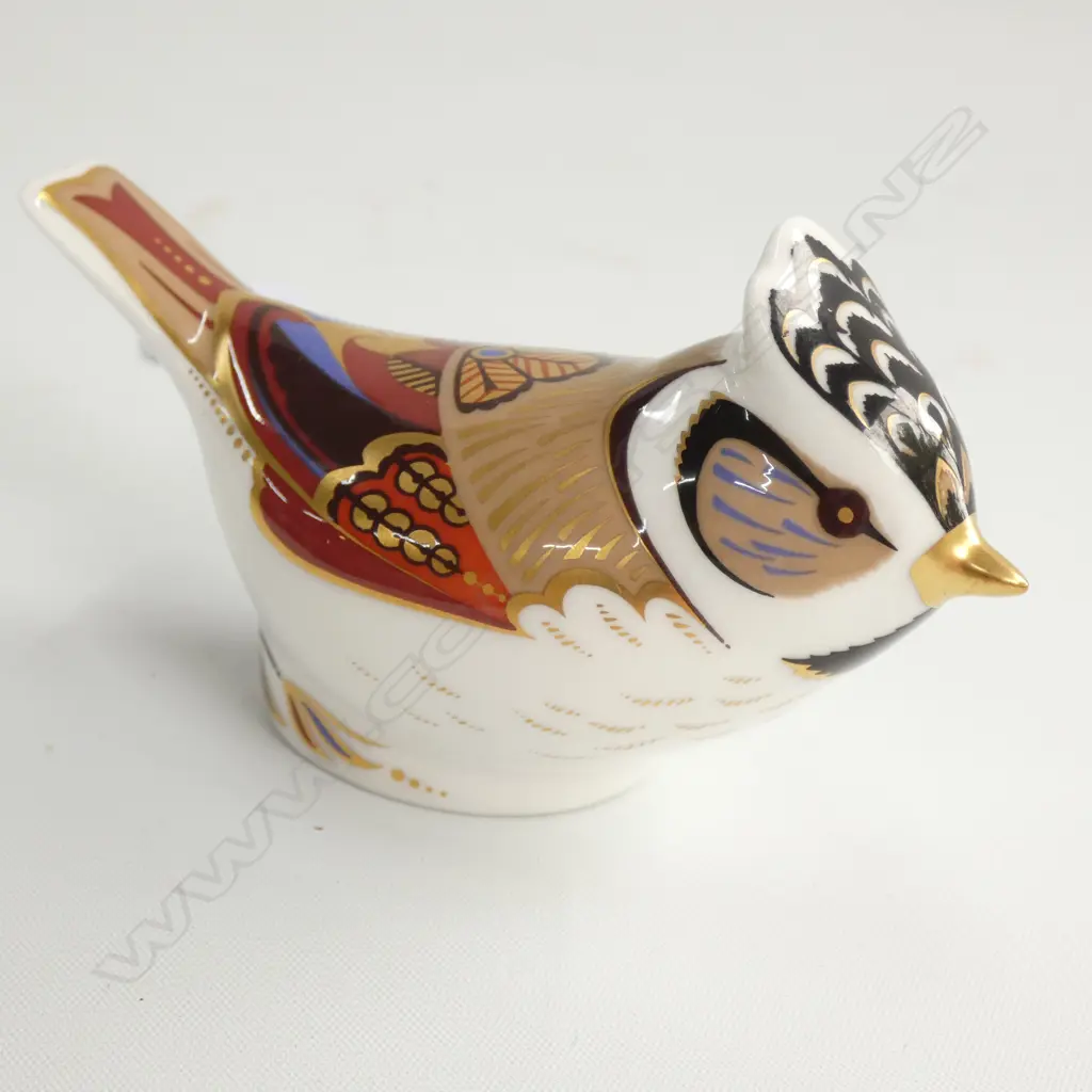 R/CROWN DERBY GILT CRESTED TIT PAPERWEIGHT Image 1++