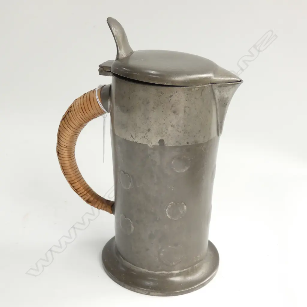 ART NOUVEAU ARCHIBALD KNOX PEWTER JUG LIDDED.. Image 1++