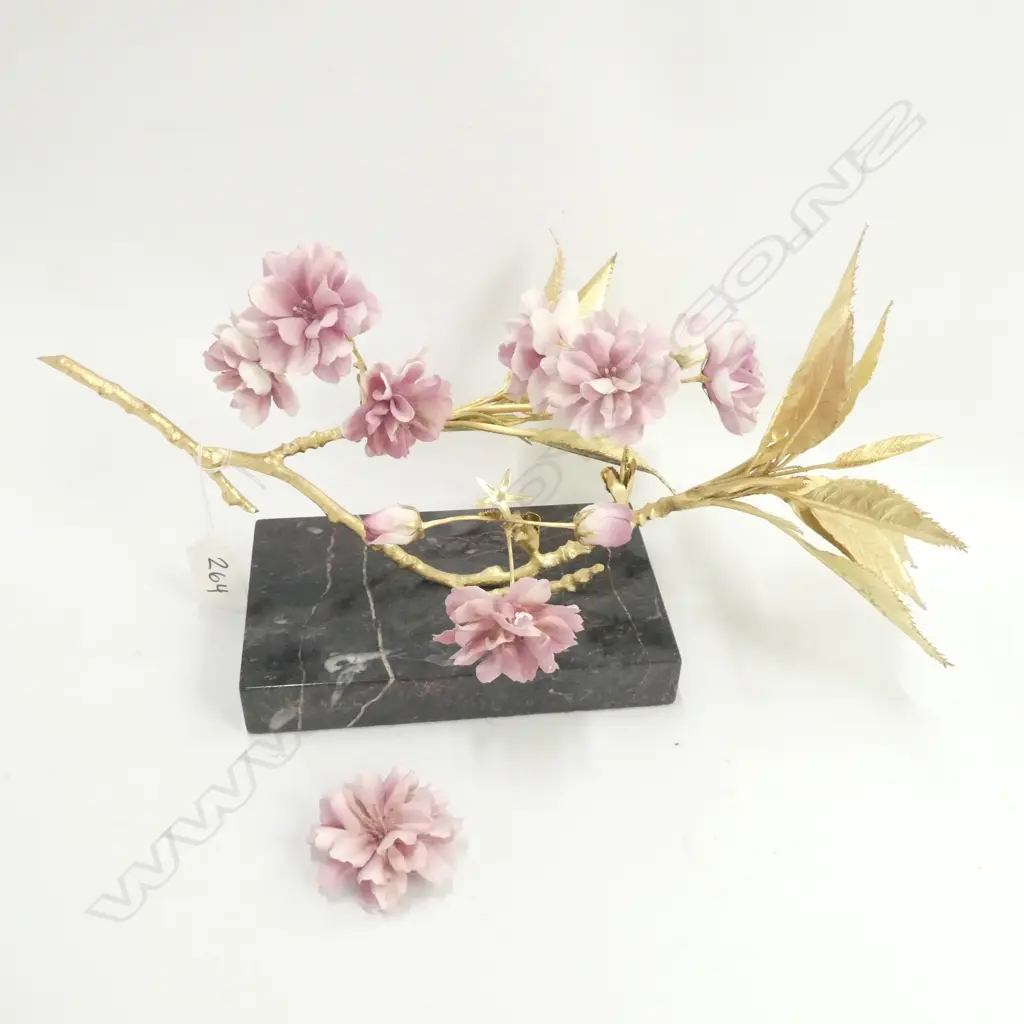 CHINA AND GILT BRONZE FLORAL ONAMENT Image 1++