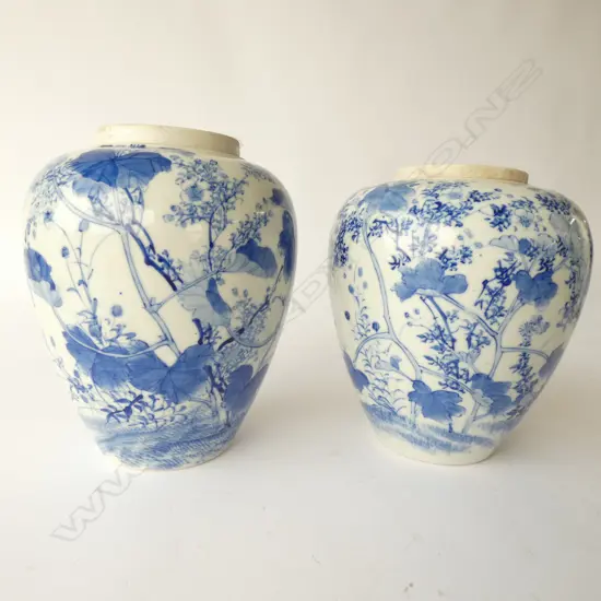 PR OLD CHINESE B&W PORCELAIN GINGER JARS...