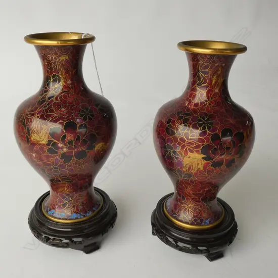 PR CLOISONNE VASES ON STANDS H. 220MM
