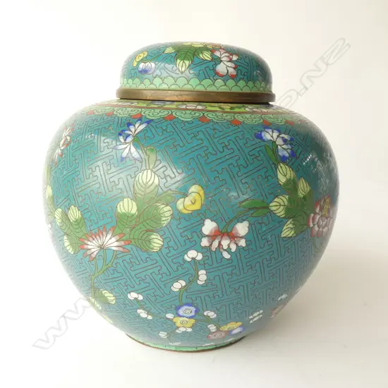 CHINESE CLOISONNE LIDDED GINGER JAR WITH LID H.200mm