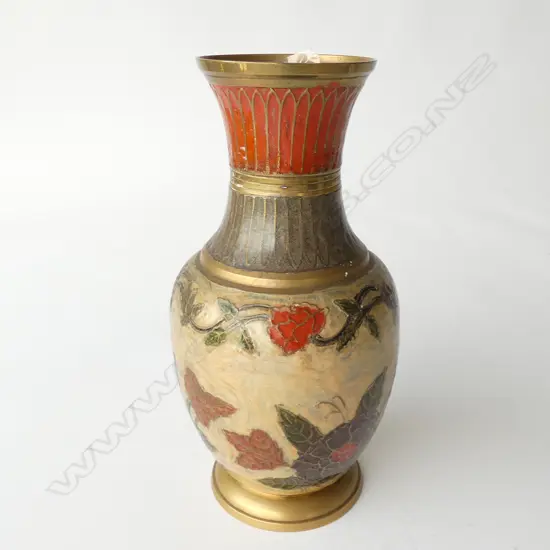 OREINTAL VASE BRASS / ENAMEL OVERLAY 210 H