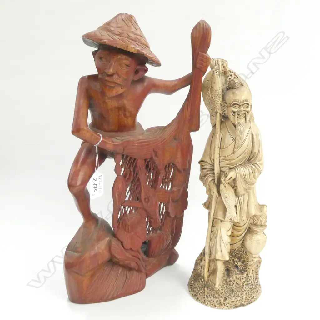 2 CHINESE FISHERMAN FIGURES H. 400MM Image 1++