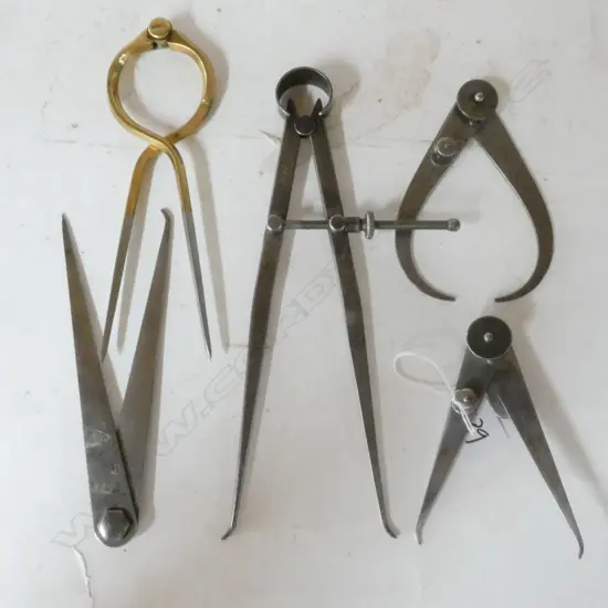 4 STEEL CALIPERS, VARIOUSLY LOCKING, SPRUNG & ADJUSTABLE,