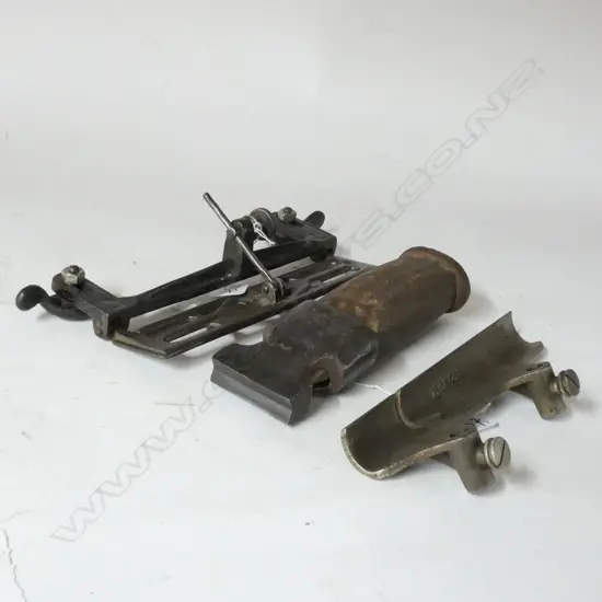 BUCKEYE JOINTER GAUGE, No.12 ROUND FENCE FOR No.45 PLANE, LARGE BEVELING PUNCH (3)