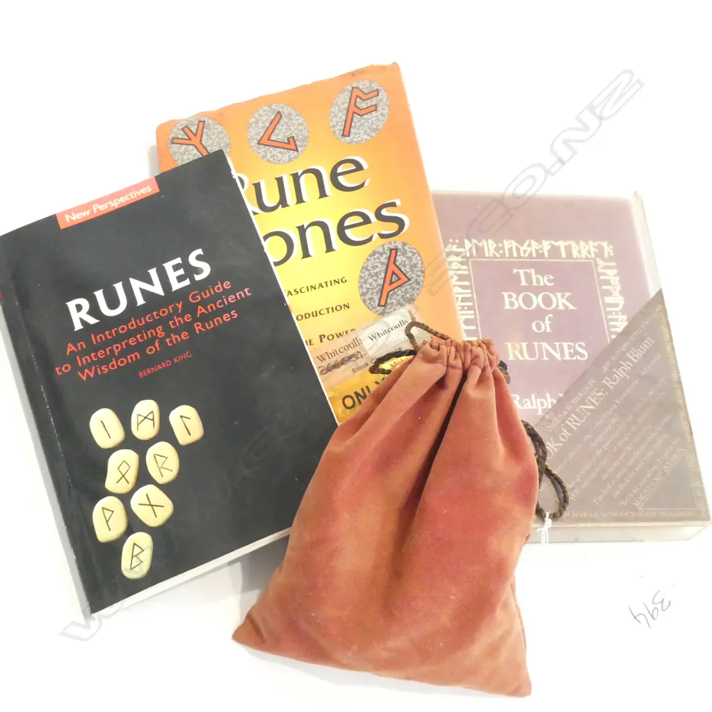 BAG OF RUNES AND 3 BOOKS Image 1++
