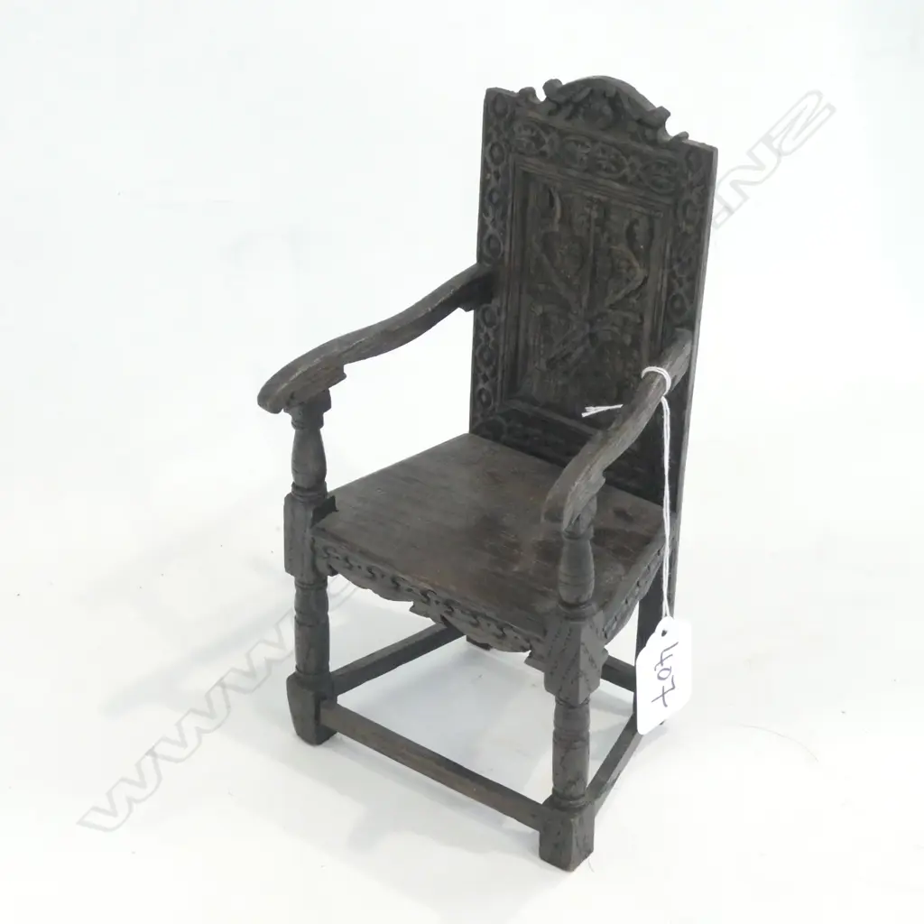 MODEL OF SHAKESPEARE'S CHAIR AS MADE FOR QUEEN MARYS DOLL HOUSE Image 1++