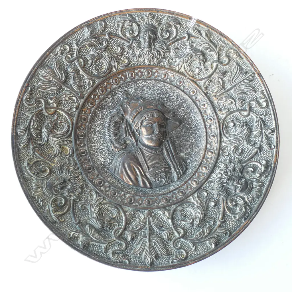 SPELTER PORTRAIT RELIEF PLATE 340MM DIA Image 1++